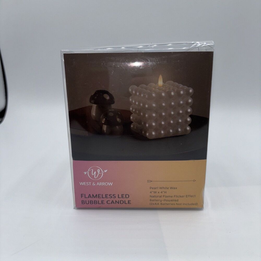 Flameless LED Bubble Candle-Centerpieces-Events-Party-West & Arrow white 4x4 NIP